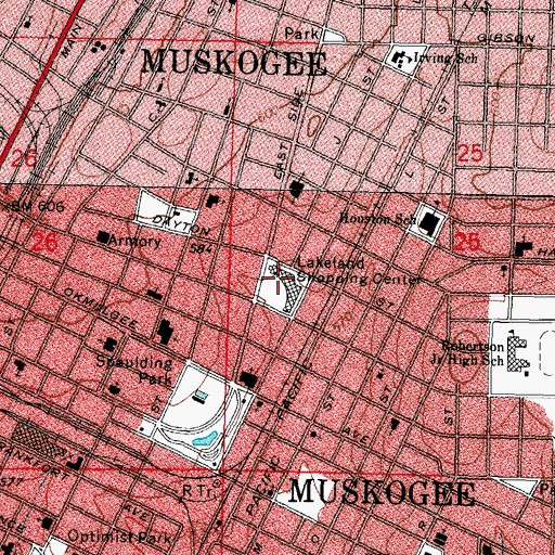 Topographic Map of Lakeland Shopping Center, OK