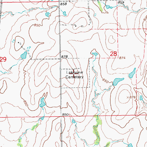Topographic Map of Lakeview Cemetery, OK