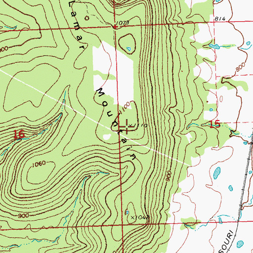 Topographic Map of Lamar Mountain, OK