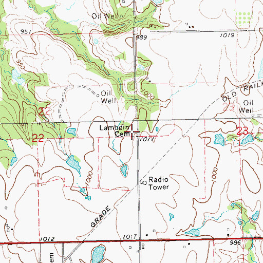Topographic Map of Lambdin Cemetery, OK