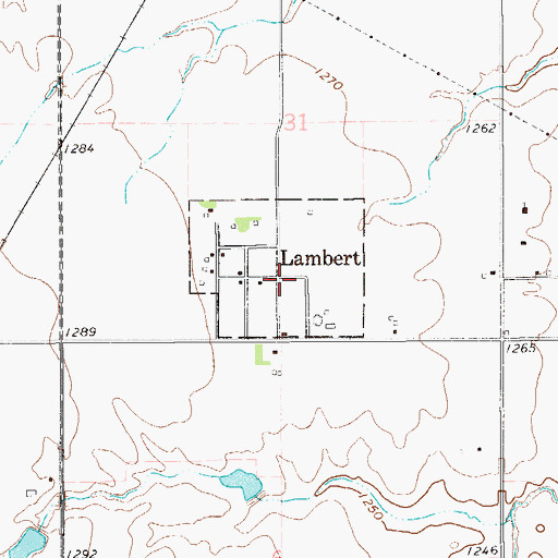 Topographic Map of Lambert, OK
