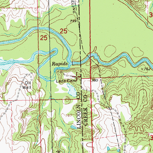 Topographic Map of Lane Cemetery, OK