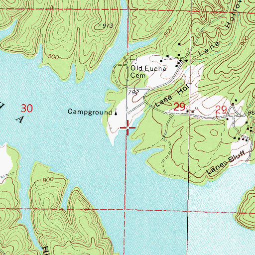 Topographic Map of Lane Hollow, OK