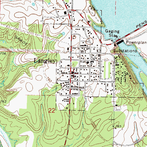 Topographic Map of Langley, OK
