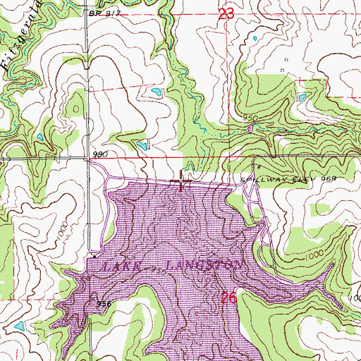 Topographic Map of Langston Dam, OK