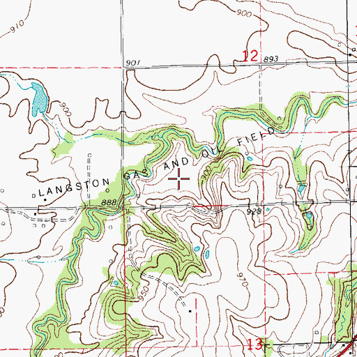 Topographic Map of Langston Gas and Oil Field, OK
