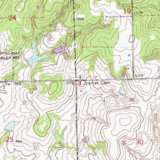 Topographic Map of Lanier Cemetery, OK