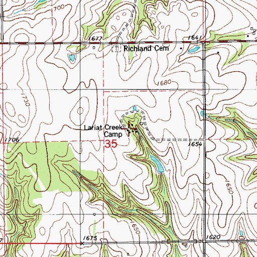 Topographic Map of Lariat Creek Camp, OK