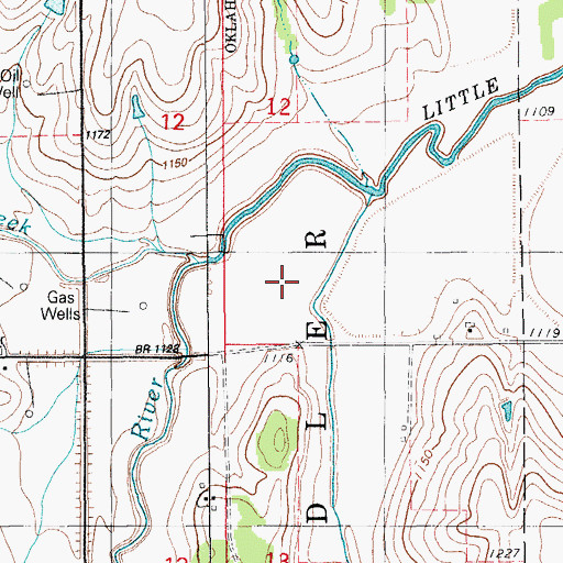 Topographic Map of Latheran Creek, OK
