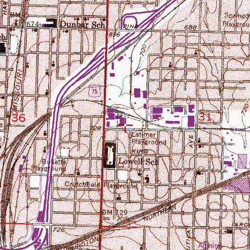 Topographic Map of Latimer Playground, OK