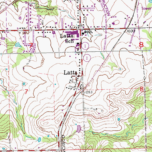 Topographic Map of Latta, OK