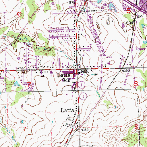 Topographic Map of Latta Junior High School, OK