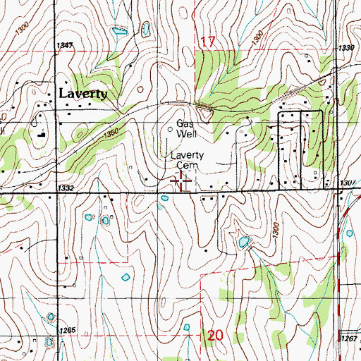 Topographic Map of Laverty Cemetery, OK