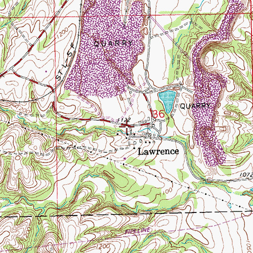 Topographic Map of Lawrence, OK