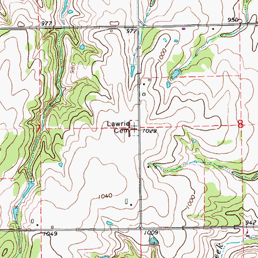 Topographic Map of Lawrie Cemetery, OK