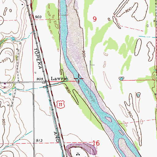 Topographic Map of Lawrie Creek, OK