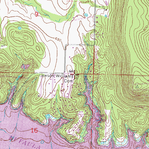 Topographic Map of Lawson Williams Cemetery, OK