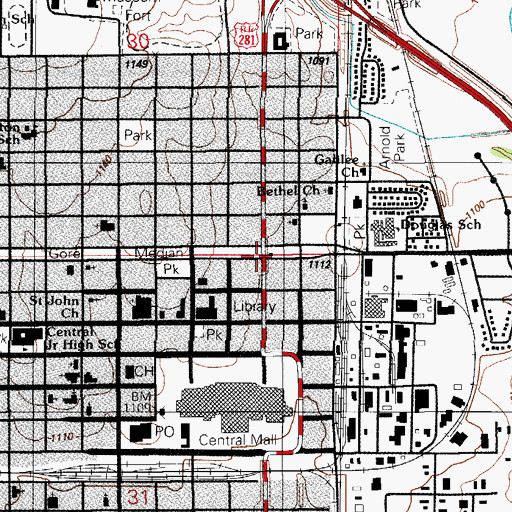 Topographic Map of Lawton, OK