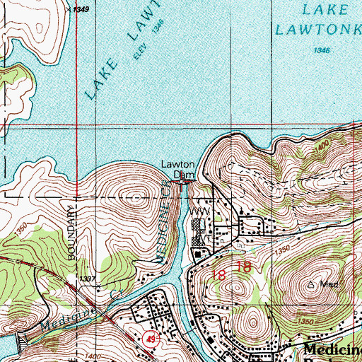 Topographic Map of Lawton Dam, OK