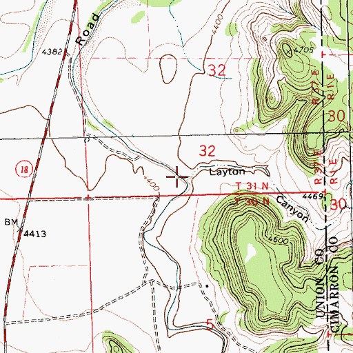 Topographic Map of Layton Canyon, OK