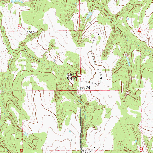Topographic Map of Lear Cemetery, OK
