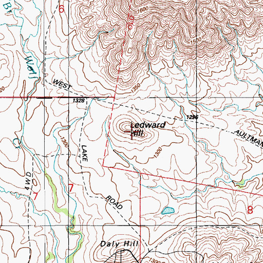 Topographic Map of Ledward Hill, OK
