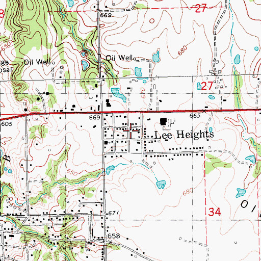 Topographic Map of Lee Chapel, OK