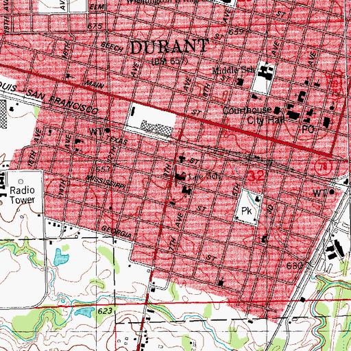Topographic Map of Robert E Lee Elementary School, OK