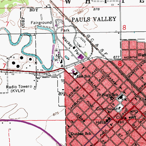 Topographic Map of Lee Elementary School, OK