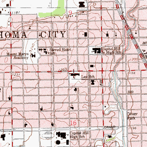 Topographic Map of Lee Elementary School, OK