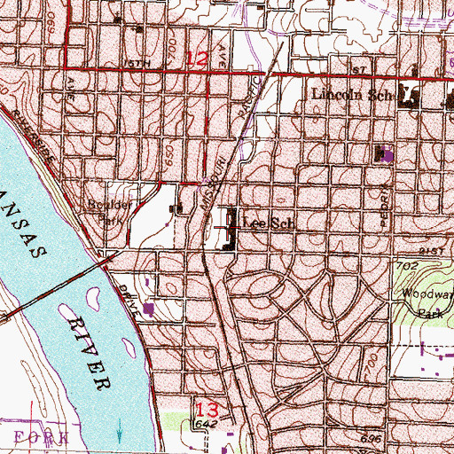 Topographic Map of Lee Elementary School, OK
