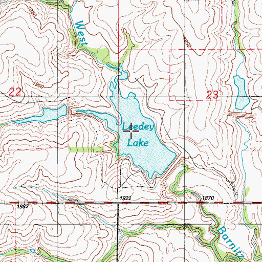 Topographic Map of Leedey Lake, OK