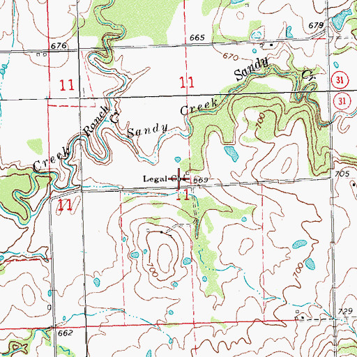 Topographic Map of Legal Church, OK