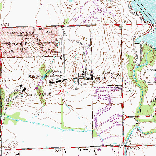 Topographic Map of Legion School, OK