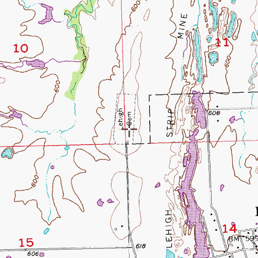Topographic Map of Lehigh Cemetery, OK