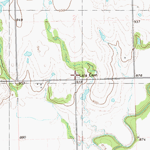Topographic Map of Lela Cemetery, OK