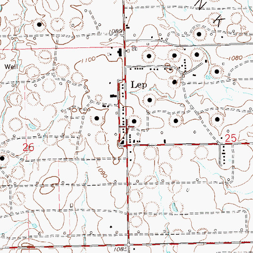 Topographic Map of Lep, OK