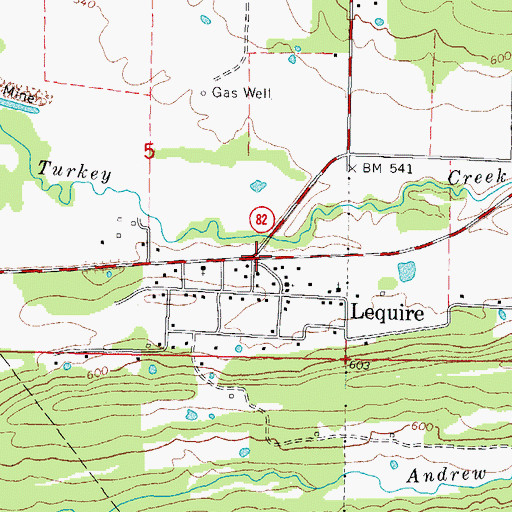 Topographic Map of Lequire, OK