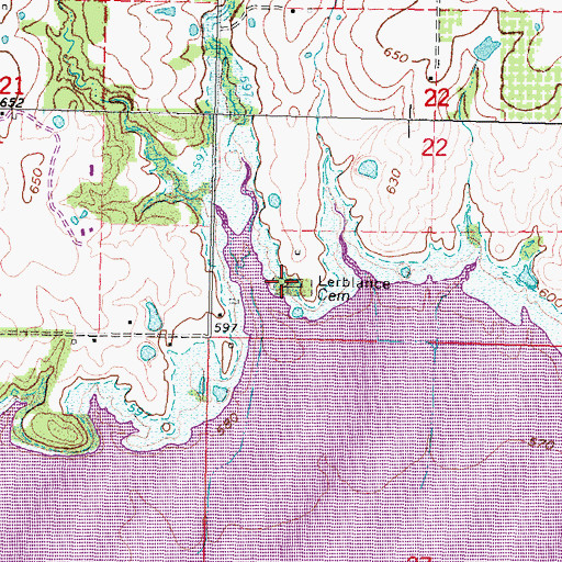Topographic Map of Lerblance Cemetery (historical), OK