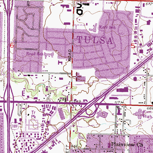 Topographic Map of Lewis and Clark Elementary School, OK