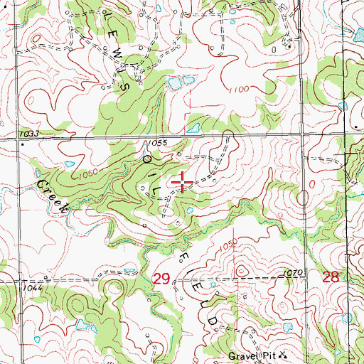 Topographic Map of Lewis Oil Field, OK