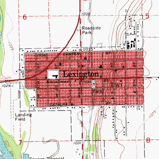 Topographic Map of Lexington, OK