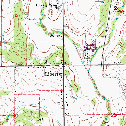 Topographic Map of Liberty, OK