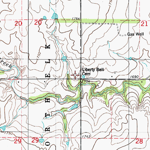 Topographic Map of Liberty Bell Cemetery, OK