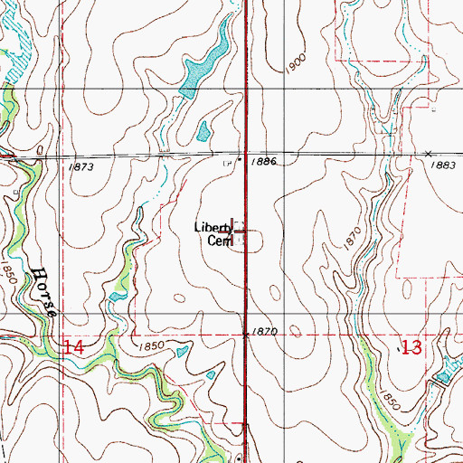 Topographic Map of Liberty Cemetery, OK