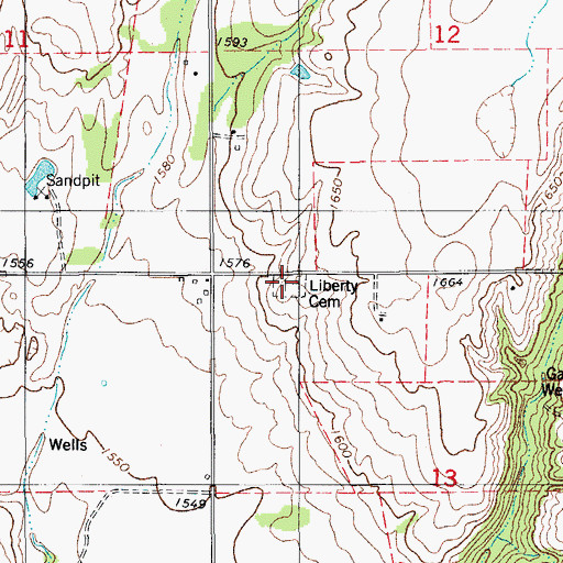 Topographic Map of Liberty Cemetery, OK