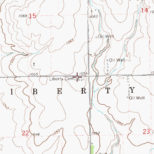 Topographic Map of Liberty Cemetery, OK