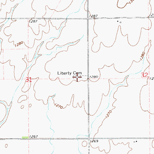 Topographic Map of Liberty Cemetery, OK