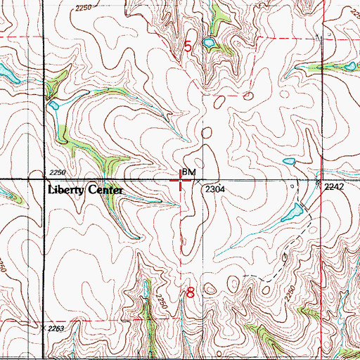 Topographic Map of Liberty Center Church, OK