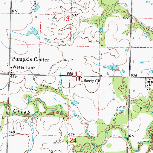Topographic Map of Liberty Church, OK